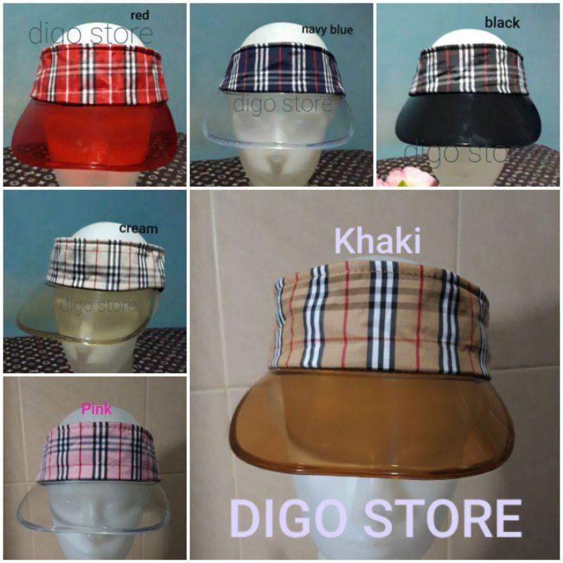 Topi Golf Tennis Zumba Jogging PVC Tranparan Pria Wanita Burberry Motif