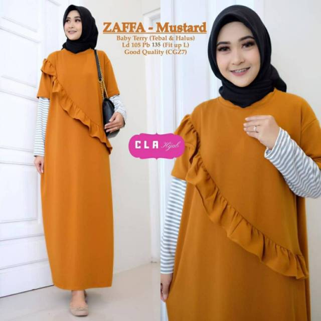 Zaffa Midi, MIDI DRESS WANITA MUSLIM FIT XL-XXXL LD 136-134 BAHAN BABYTERRY IMPORT TERMURAH OOTD