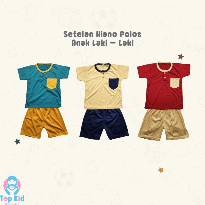 Setelan Baju Kaos Anak Cowok Laki laki usia 2 - 9 tahun / Playset Anak / Pocket Tee Anak