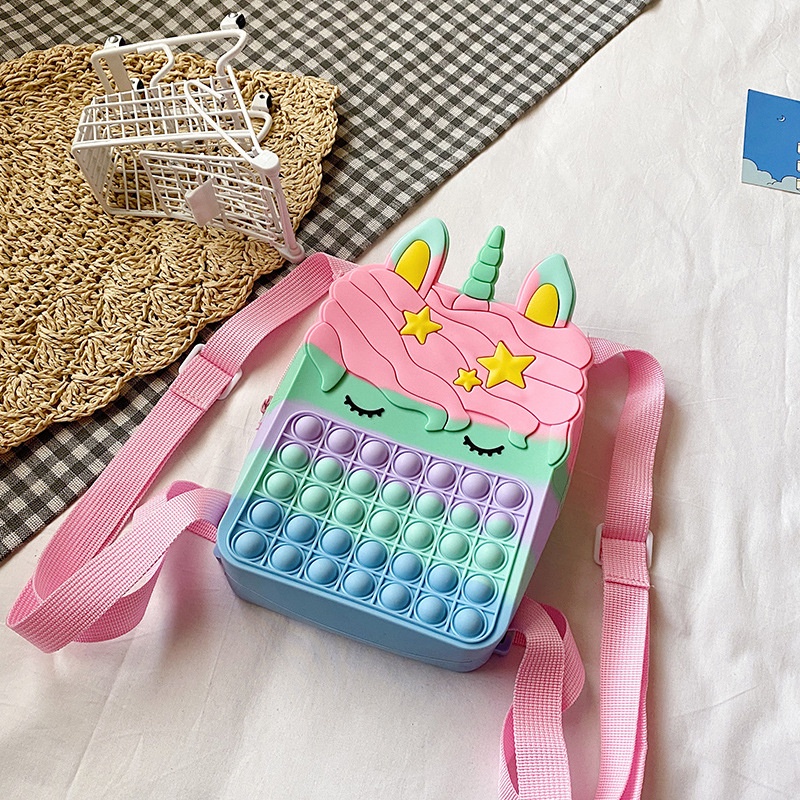 Tas Ransel Pop It Makaron Rainbow Toys Anak Untuk Dan Dewasa Bubble Fidget Push Dompet Koin