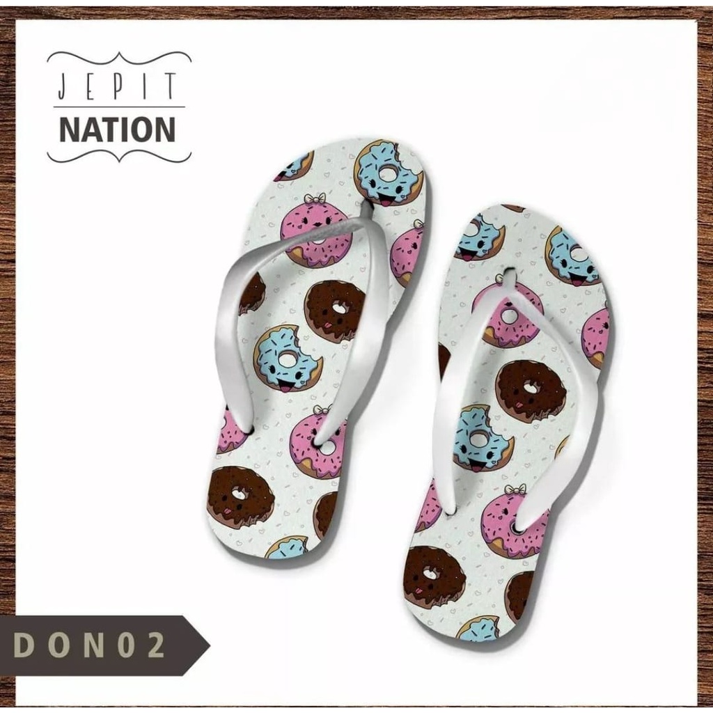 Sandal Jepit Wanita Motif Donat