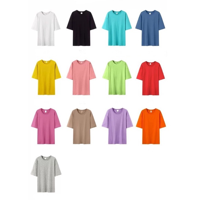 [littlecrab] Kaos Polos 100% Cotton Kaos Lengan Pendek Simple Tanpa Gambar Warna Warni Colorful Plain T-shirt Kaos Couple Teman Pacar Keluarga Sahabat Unisex Kaos Oversize Berkualitas Unisex Korean Style