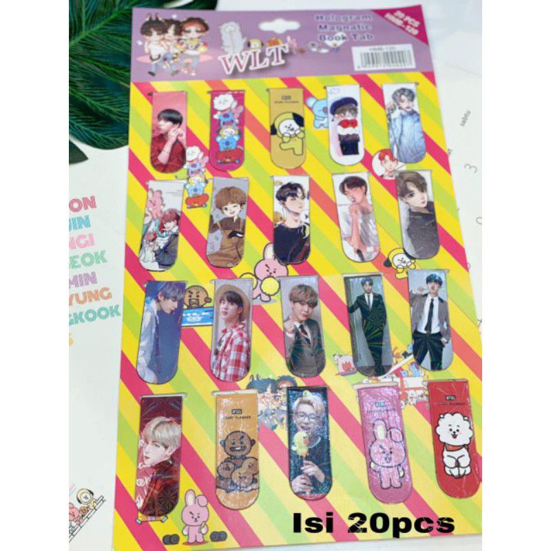 

MAGNET PEMBATAS BUKU BTS ISI 20PCS / BOOKMARK BT21 STICKY