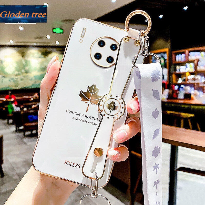 Case Motif Daun Maple Dengan lanyard Untuk Huawei Mate 40 Pro 30 Pro 20 Pro 20X