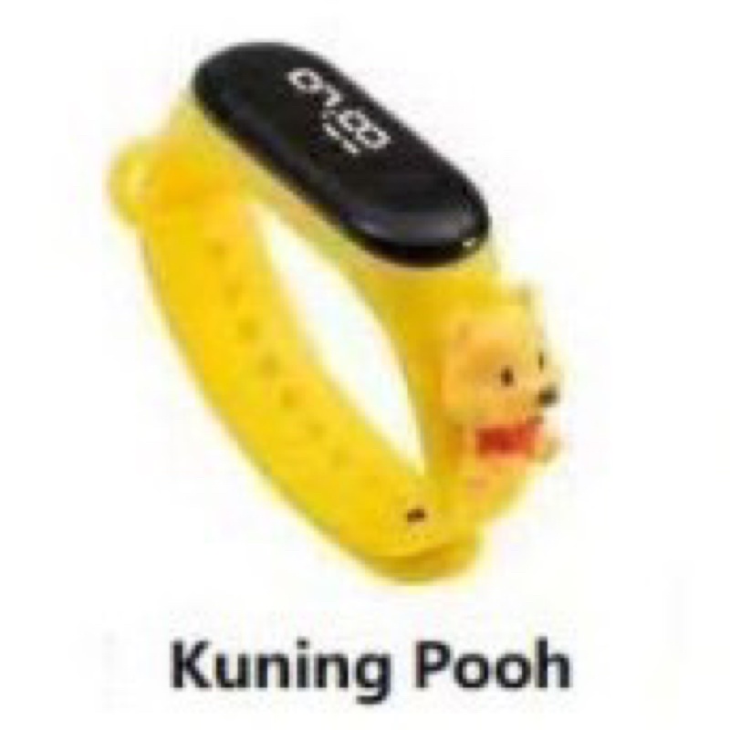 Jam Tangan Anak Elektronik LED Motif Kartun Tahan Air-POOH