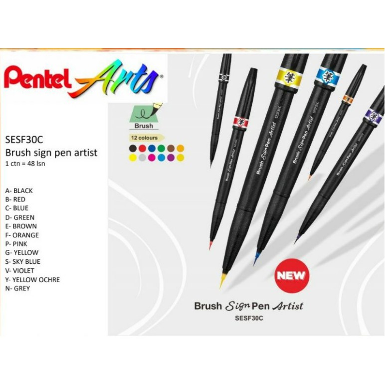 

Brush Sign Pen Atrist ' Pentel ' SESF 30 ada 12 pilihan warna