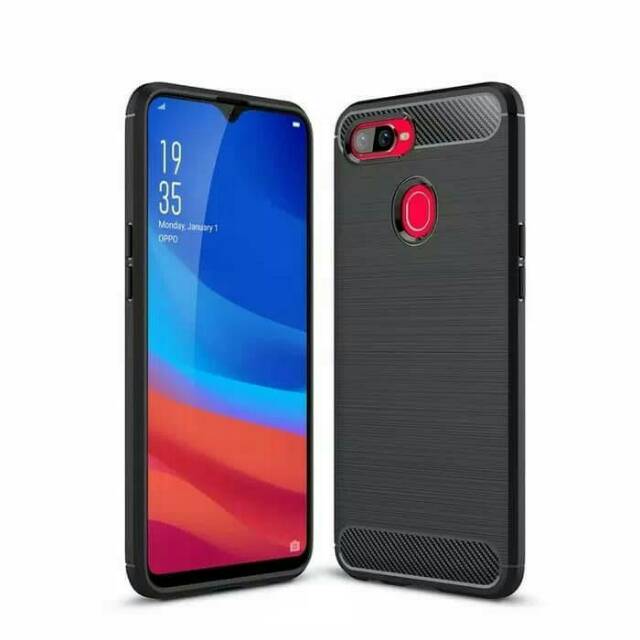 Oppo A7 SoftCase Carbon Rugged Fiber Hybird Casing Cover Oppo A7 Soft Case