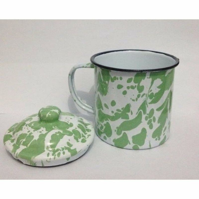 MUG BLIRIK JADUL / GELAS ENAMEL LAWAS / CANGKIR LORENG kedaung (10cm)