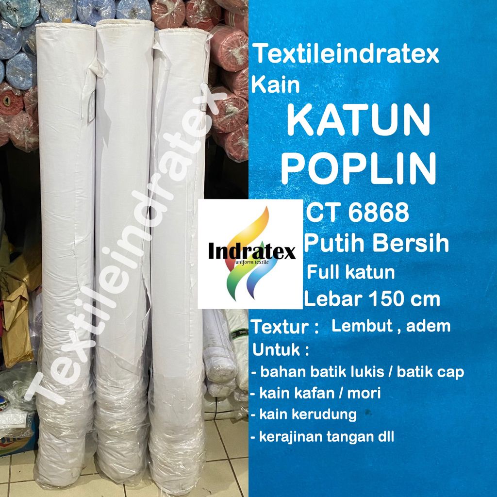 ( per 1 roll ) kain katun jepang POPLIN full cotton 100 % putih gulung Lebar 150 cm isi 90 meter bahan dress baju hem kemeja putih ikhrom ihrom ihram membatik batik gamis koko kerudung jilbab hijab bergo sorban surban craft kerajinan tangan mori kafan