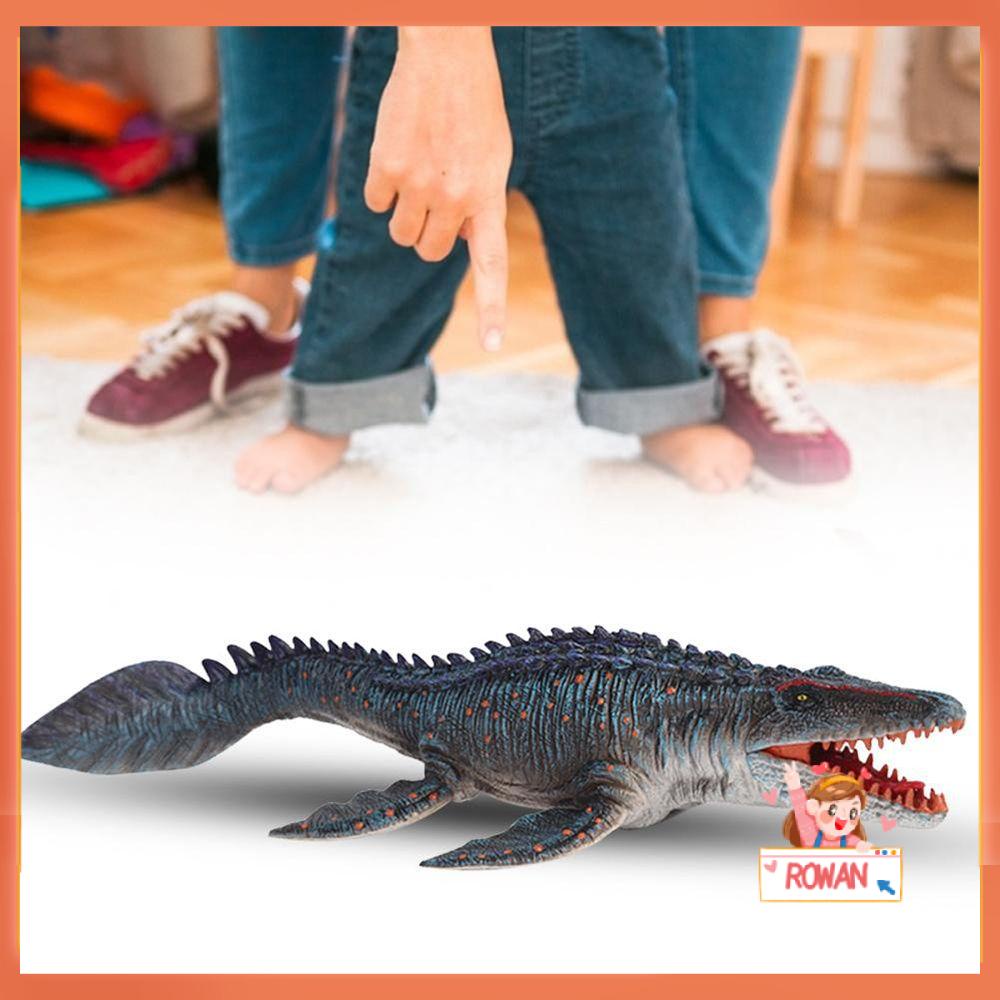 Dekorasi Desain Dinosaurus Mosasaurus Bunga Warna Polos