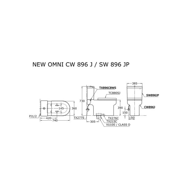 Closet TOTO CW 896 J / SW 896 JP Complete Set