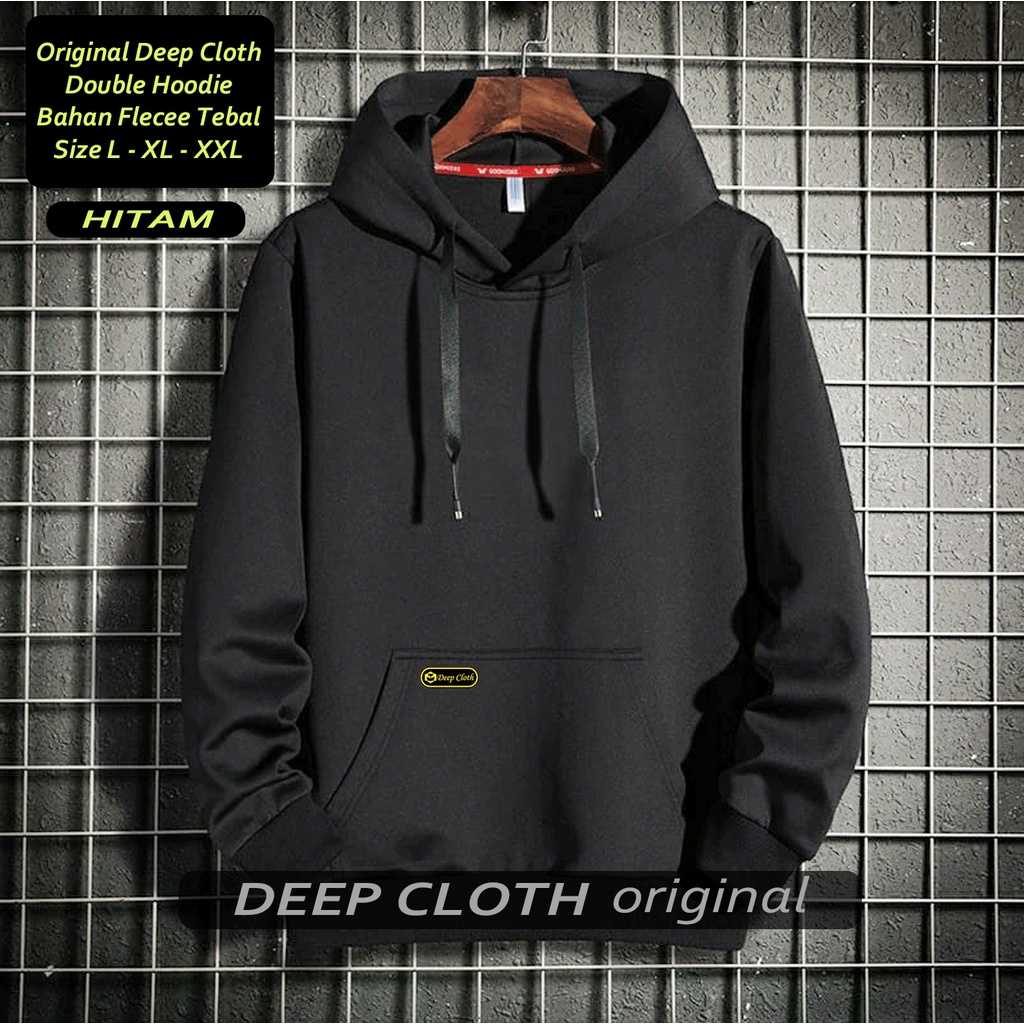 Sweater Hoodie DEEP CLOTH Polos Flecee Tebal Pria Fullover Premium Distro