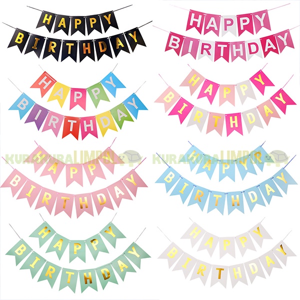 Jual Dekorasi Banner Ulang Tahun Happy Birthday Banner Set Segilima
