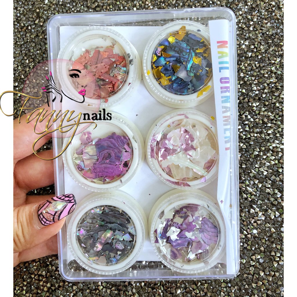 Shell crushed nailart pecahan kulit kerang japan nails hiasan jepang Produk Good Quality