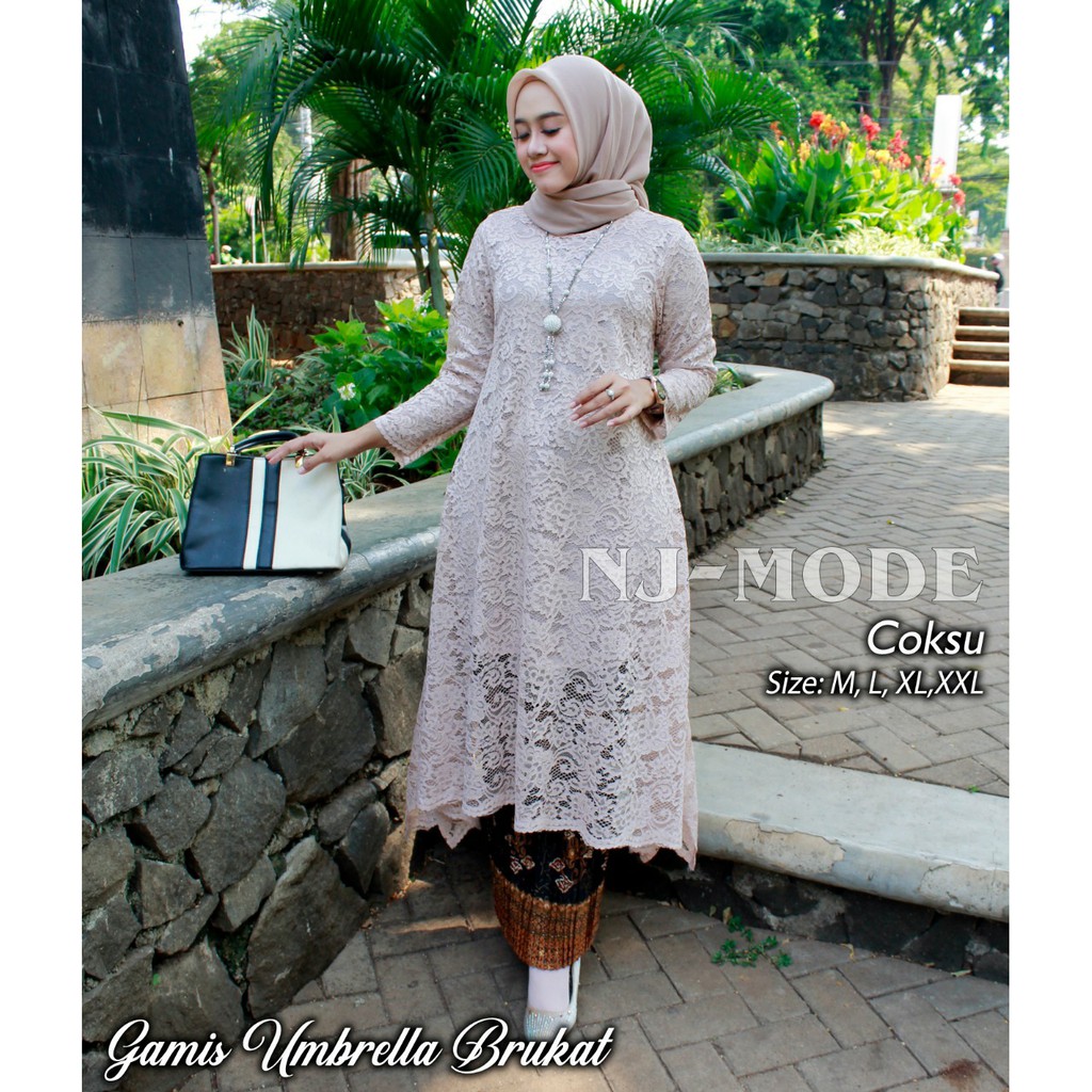 NJM&gt; TUNIK UMBRELLA BRUKAT / TUNIK KEBAYA BRUAKT IMPORT / KEBAYA MODERN  / BAJU KEBAYA PESTA MEWAH