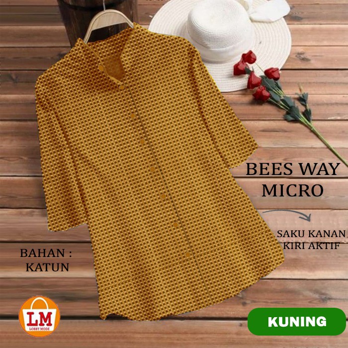 TERMURAH TERLARIS [ COD &amp; Gratis Ongkir ] Baju Atasan Blouse Wanita JUMBO TUNIK BEES WAY MICRO Motif Kotak LMS 24344 24347 24350