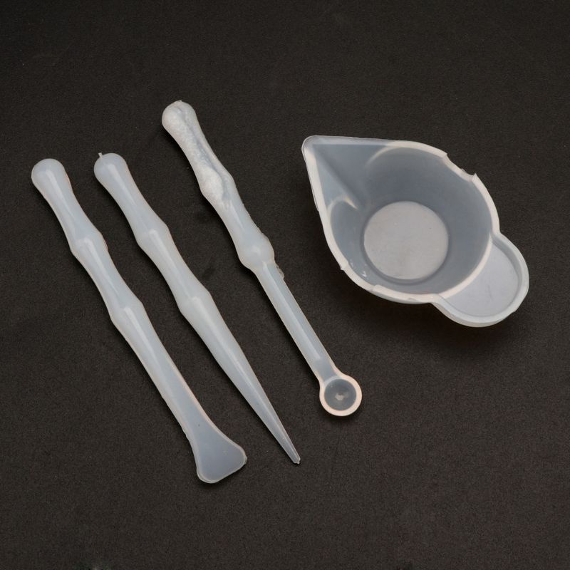 SIY  4Pcs Silicone Mixing Cups Stirrers Spoon Scraper DIY Resin Jewelry Tools Kit