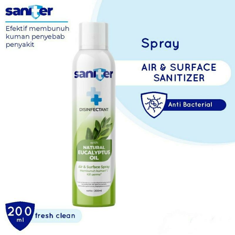 Saniter Disinfektan Air & Surface Spray Natural Eucalyptus Oil 200 ml