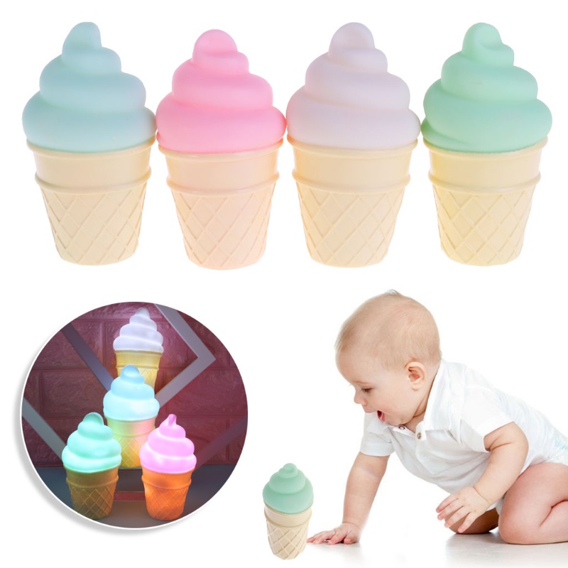 Mary Novelty Ice Cream Cone Shaped Night Light Lampu Meja Meja Anak Kids Decor