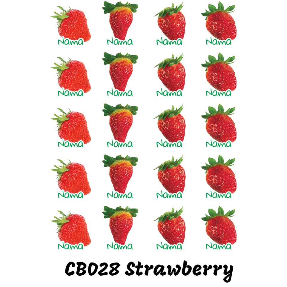 

Sticker Nama Cutting Label Waterproof Tahan Air Strawberry A (CB028)