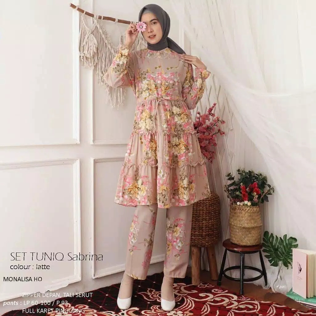 [ BUY 1 GET 1 FREE ] Set tunik sabrina | celana + tunik l setelan bangkok