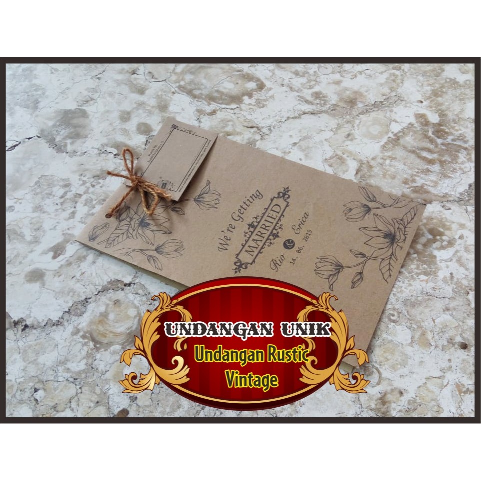 undangan rustic vintage tali rami