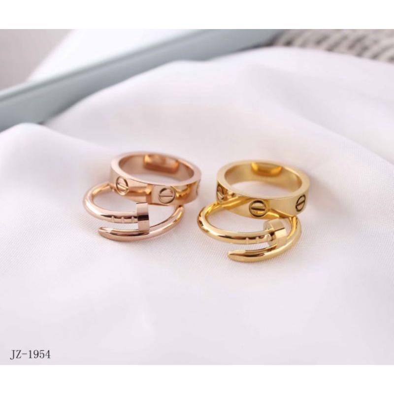 cincin couple set 2in1 import anti karat best seller