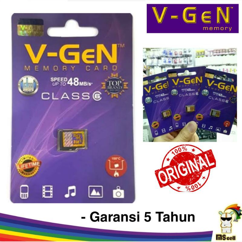 MicroSD Vgen 8 GB 4GB 16GB - V-gen 16 GB Class 6 Original Micro SD Memory Card 8 32 64GB Memori Asli
