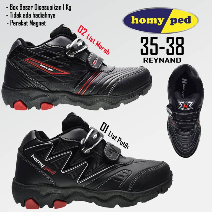 Terlaris {arc} SEPATU SEKOLAH ANAK HITAM MAGNET ORIGINAL HOMYPED REYNAND SD SMP