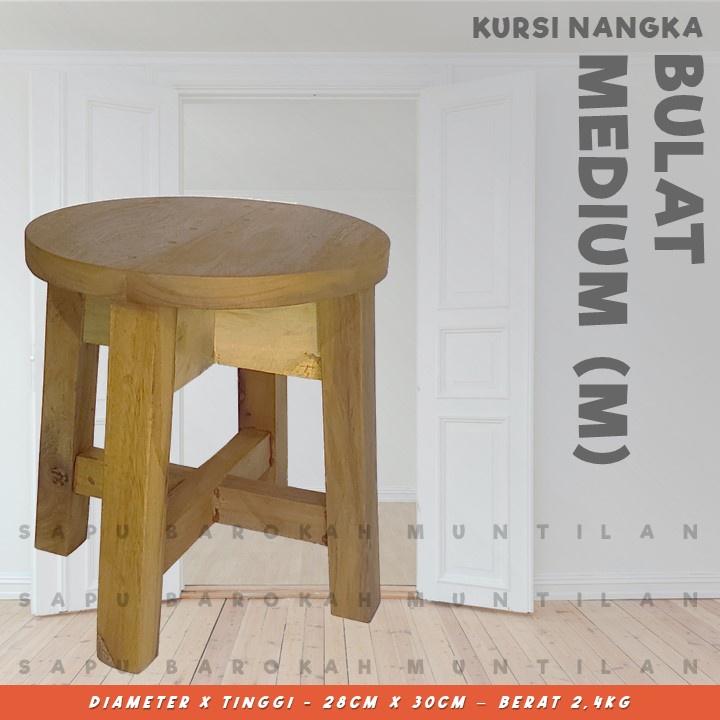 Kursi Bangku Jongkok / Dingklik Kayu Nangka BULAT MEDIUM