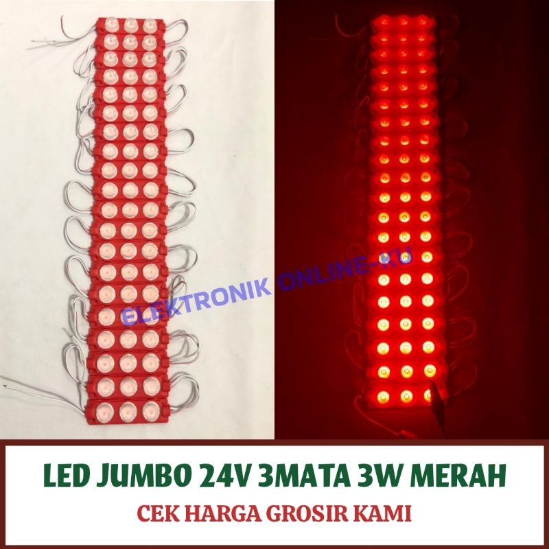 LAMPU LED JUMBO 24V 3MATA 3W MERAH