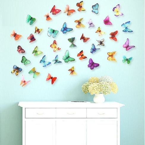 3D Butterfly Wall Sticker - Rainbow Color 21pcs