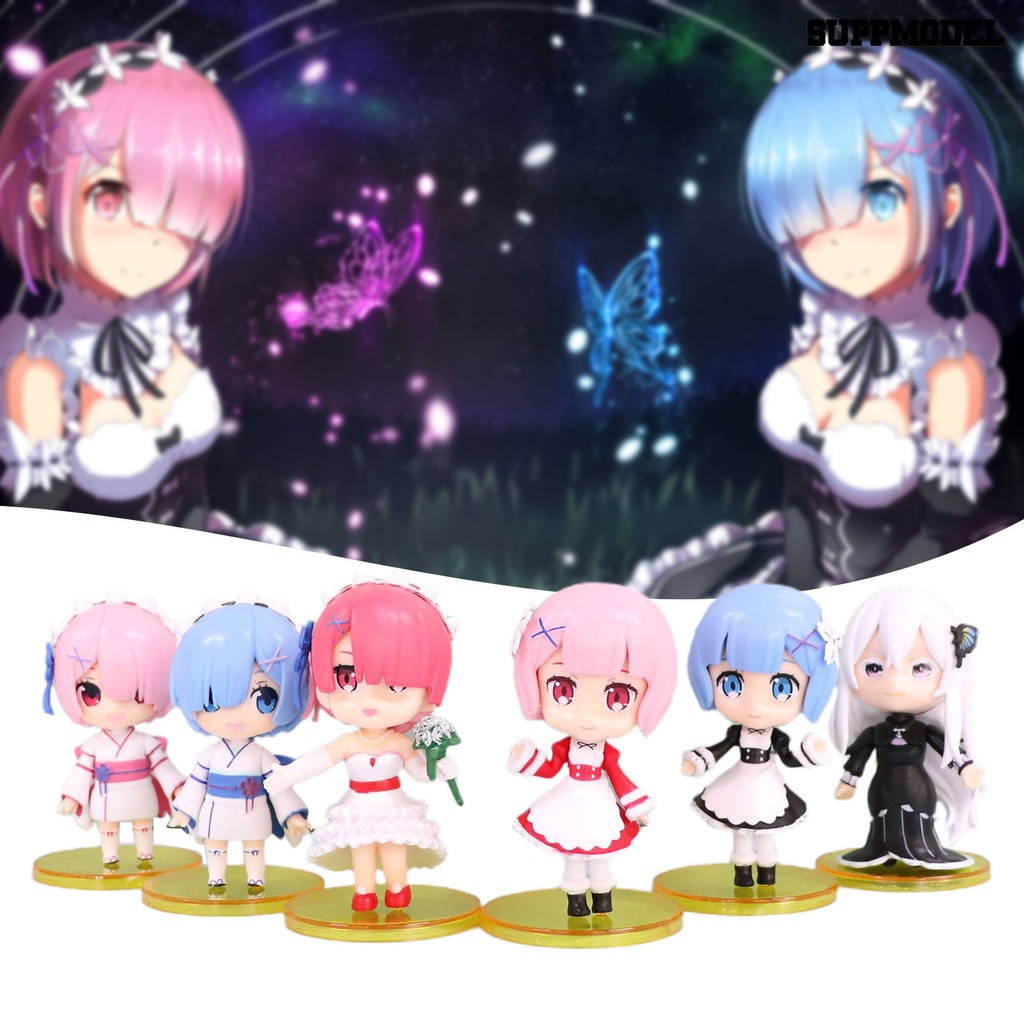 6pcs / Set Action Figure Anime Life In A Different World From Zero Rem Untuk Dekorasi Kue