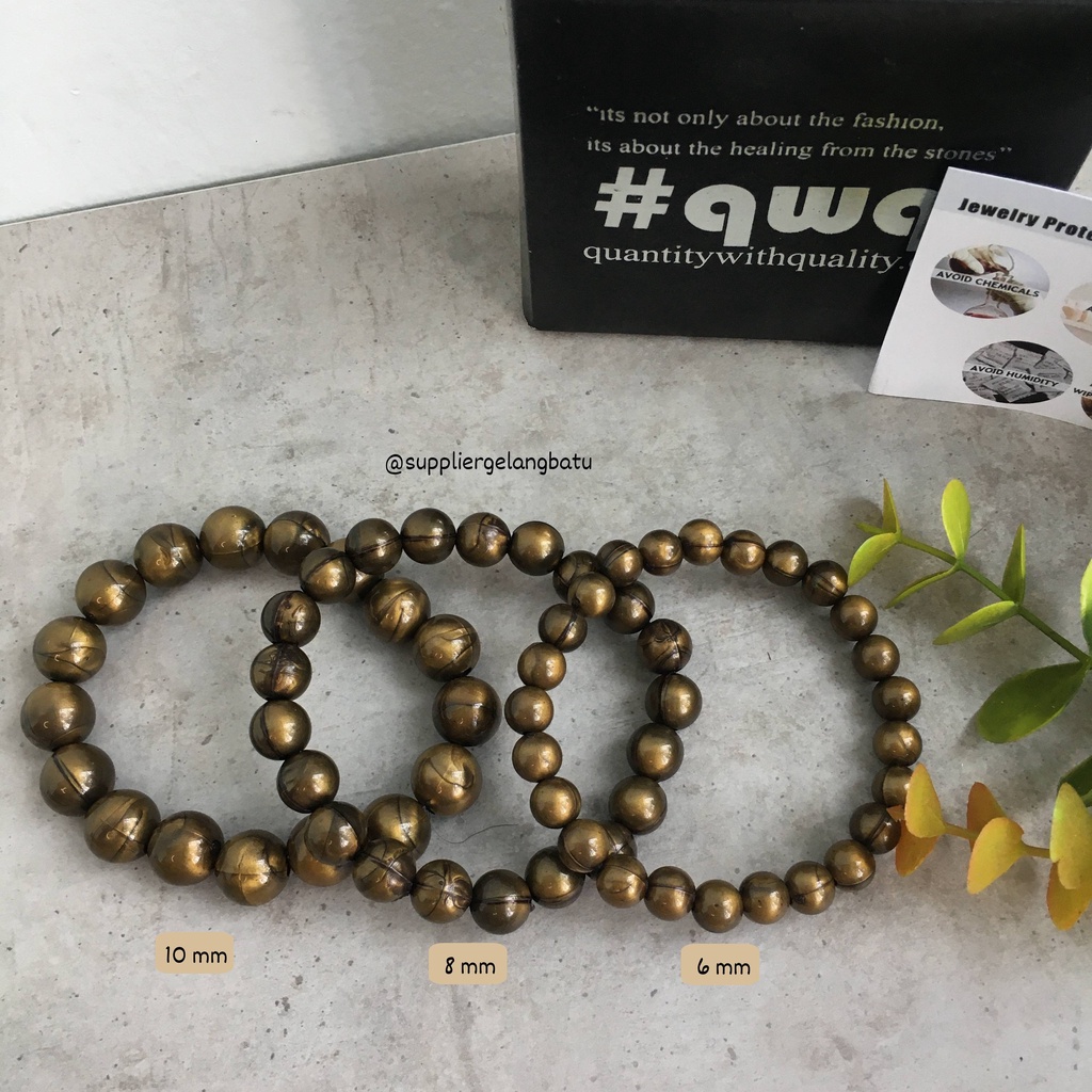gelang resin bulat bakar cokelat 8mm gelang brown bracelet bonus kotak