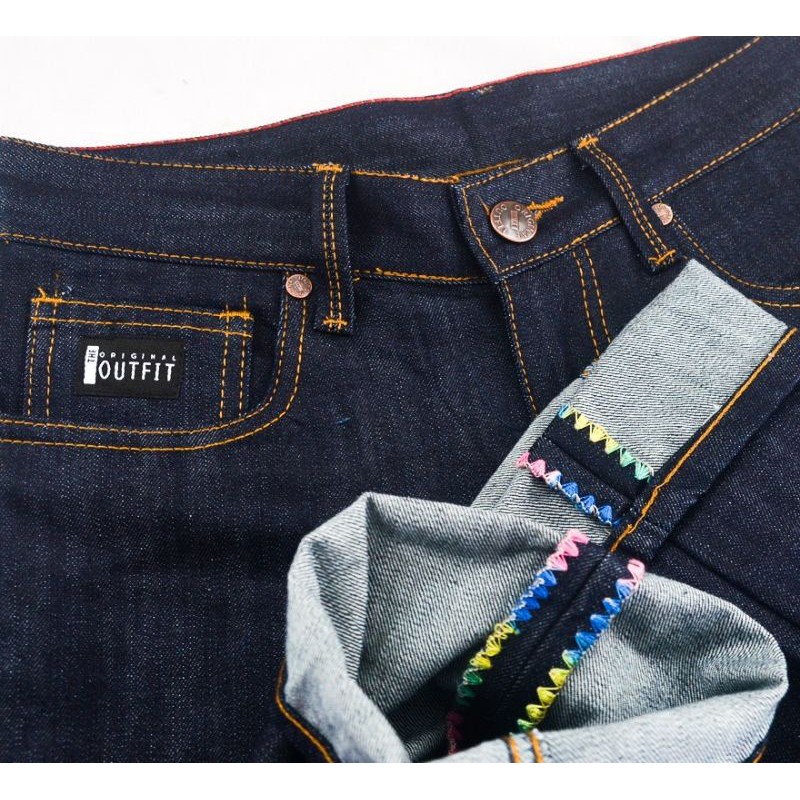 [COD] Celana Pria - Celana Jeans Pria Selvedge white Shellsitch &amp; Rainbow Shellstich 13oz