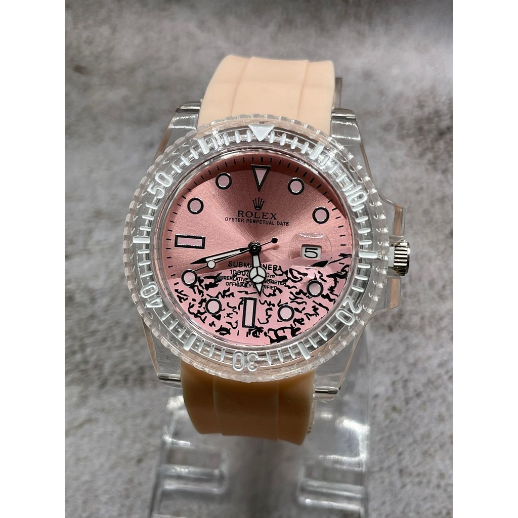 Jam Tangan Wanita Rolex K6302Z Tali Rubber Tanggal Aktif Free Box &amp; Baterai