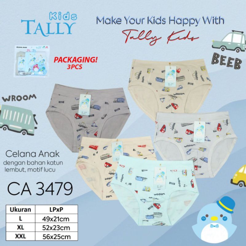 TALLY KIDS BOY 3479 | CD CELANA DALAM ANAK LAKI - LAKI | BAHAN KATUN | SIZE  L - XXL