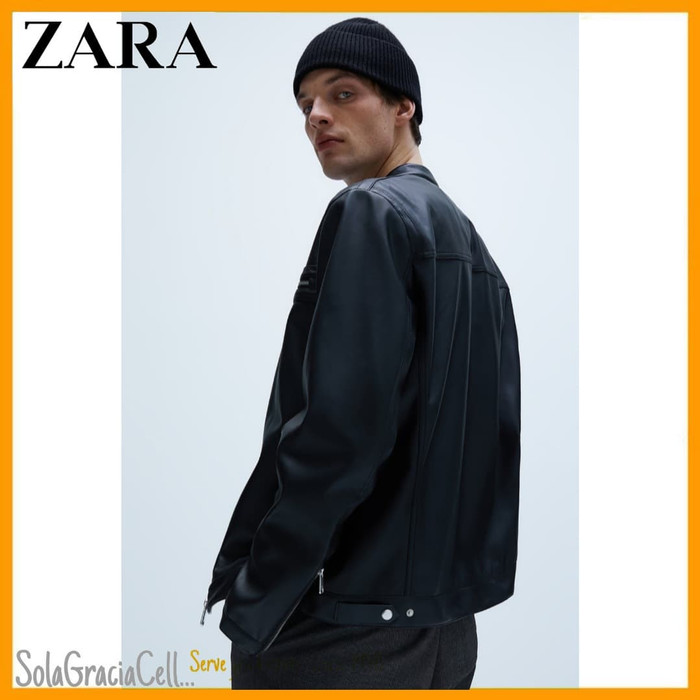 priacoat- zara faux leather biker jacket - jaket kulit biker zara original - size m -coat-pria.