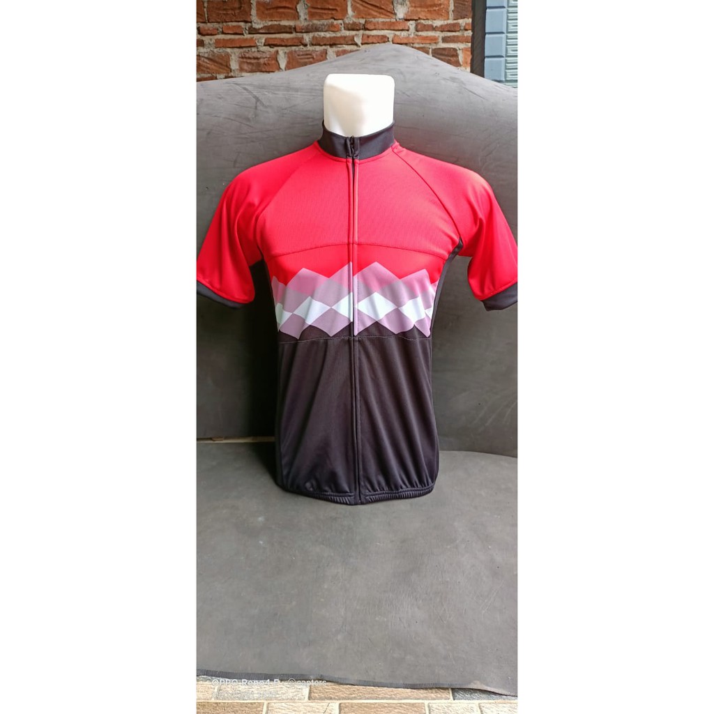 JERSEY ROADBIKE JERSEY SEPEDA MERAH GRADASI HITAM