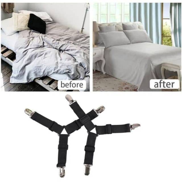 Penjepit Sprei / Bed Sheet Grips ( Hitam isi 4pc/set )