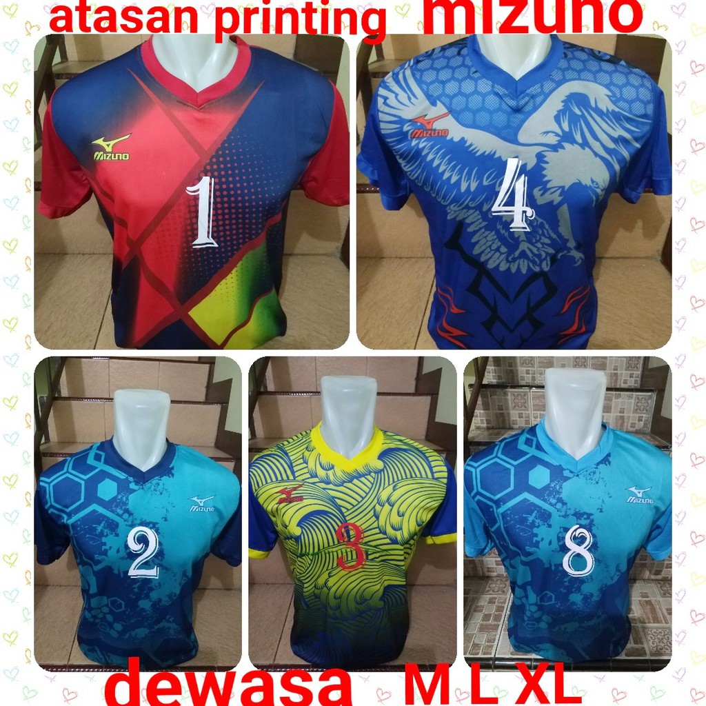 Mizuno kaos olahraga Futsal Volly motif printing