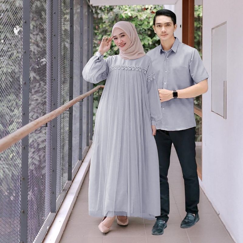 [A.D.A] NURAINI COUPLE | Baju gamis Maxi Brukat Muslim kondangan COUPLE
