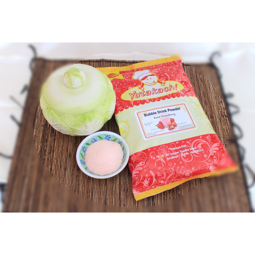 Bubuk Minuman Rasa Strawberry 1 Kg / Powder Drink Yutakachi 1Kg / Serbuk Minuman Instan Aneka Rasa