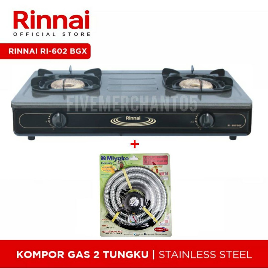 Kompor Gas Rinnai RI 602 BGX Anti Gores Api Tornado Kompor Rinnai 602 BGX Kompor Gas Api Jumbo