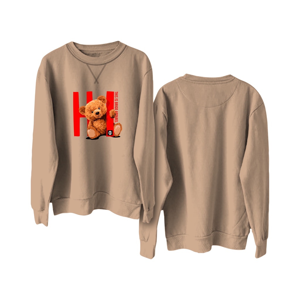 Sweater Crewneck BRIGO Sablon || BRIGO Basic Sweatshirt Beruang HI M-XXL (Pria &amp; Wanita) Free stiker&amp;Gantungan Kunci