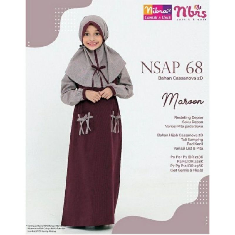 GAMIS ANAK NIBRAS NSAP 68 MAROON UKURAN P0+