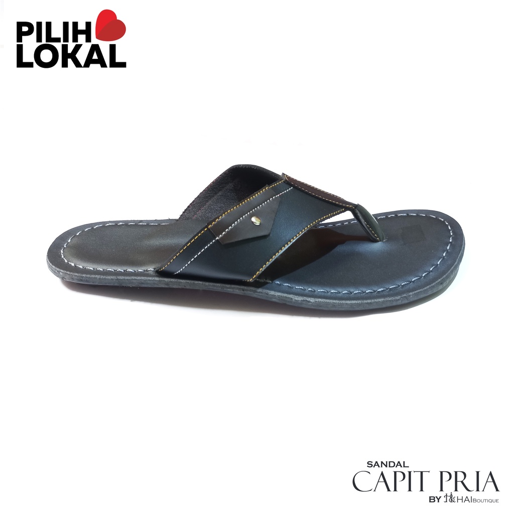 Sandal Pria Capit Kulit PU Warna Hitam - Sandal Pria Murah Bagus Keren - Sandal Pria Casual Big Size - Sandal Laki-Laki Dewasa Sehari Hari - Sandal Pria Jahit Tembus - Sendal Jepit Pria Polos Hitam - Sandal Capit Kulit Pria - Sendal Pria Dewasa Murah