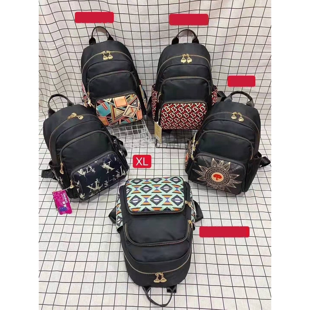 Tas Wanita Import Jinjing Dan Ransel CHIBAO Mini CB3078 3078 Motif Campur Bahan Parasut Kualitas Sup