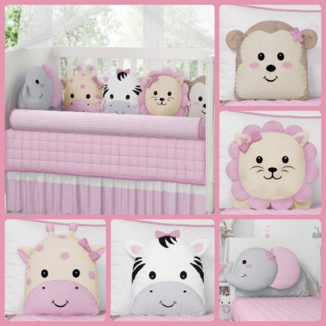 baby crib bumper animal pink - pengaman kereta tidur bayi hewan lucu unik custom kado hadiah anak