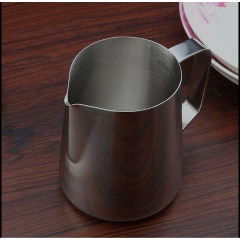 MILK JUG PITCHER DENGAN GARIS 350ML MEASUREMENT LATTE ART JUG STAINLESS STEEL NEEDLE GELAS UK Grab
